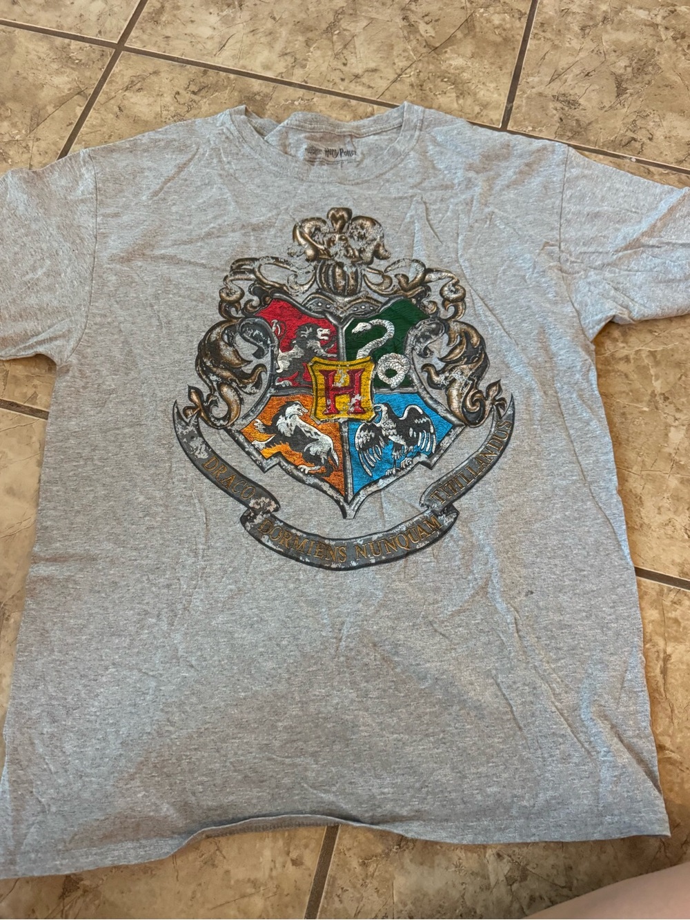 Warner Bros. Grey Hogwarts Crest Short Sleeve Tee